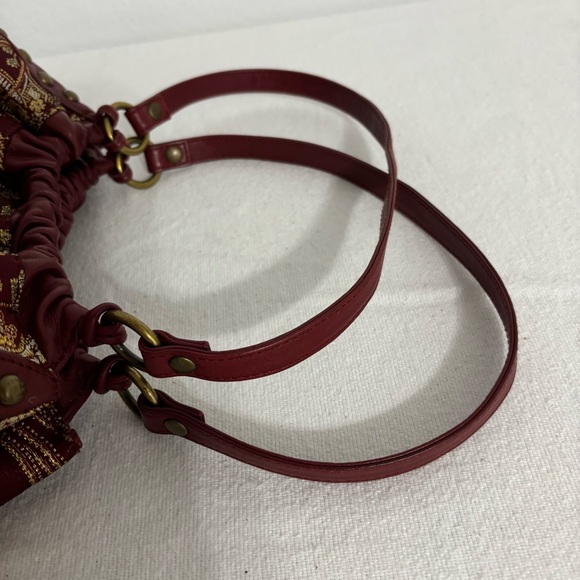 Isabella Fiore Leather & Tapestry Small Shoulder or Handbag With Studs Detail - Picture 6 of 16